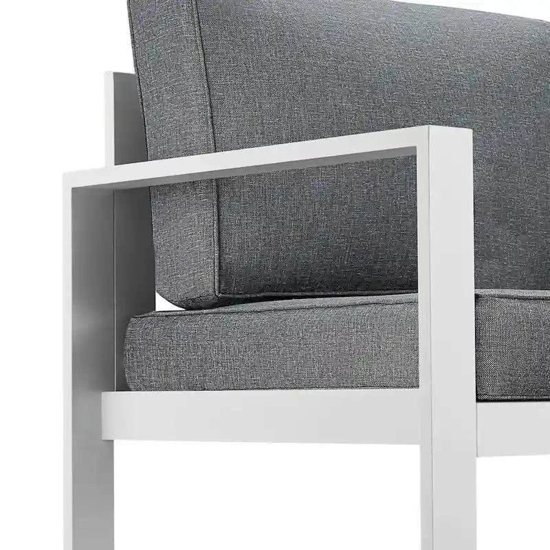 Canapé d'extérieur Baltic blanc avec coussins gris par Real Flame