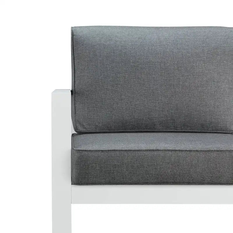 Canapé d'extérieur Baltic blanc avec coussins gris par Real Flame