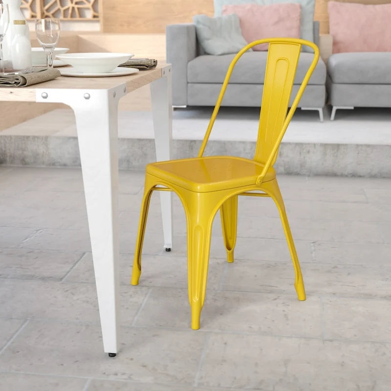 Chaise empilable en métal pour intérieur/extérieur