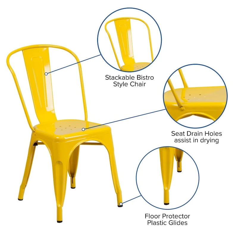 Chaise empilable en métal pour intérieur/extérieur