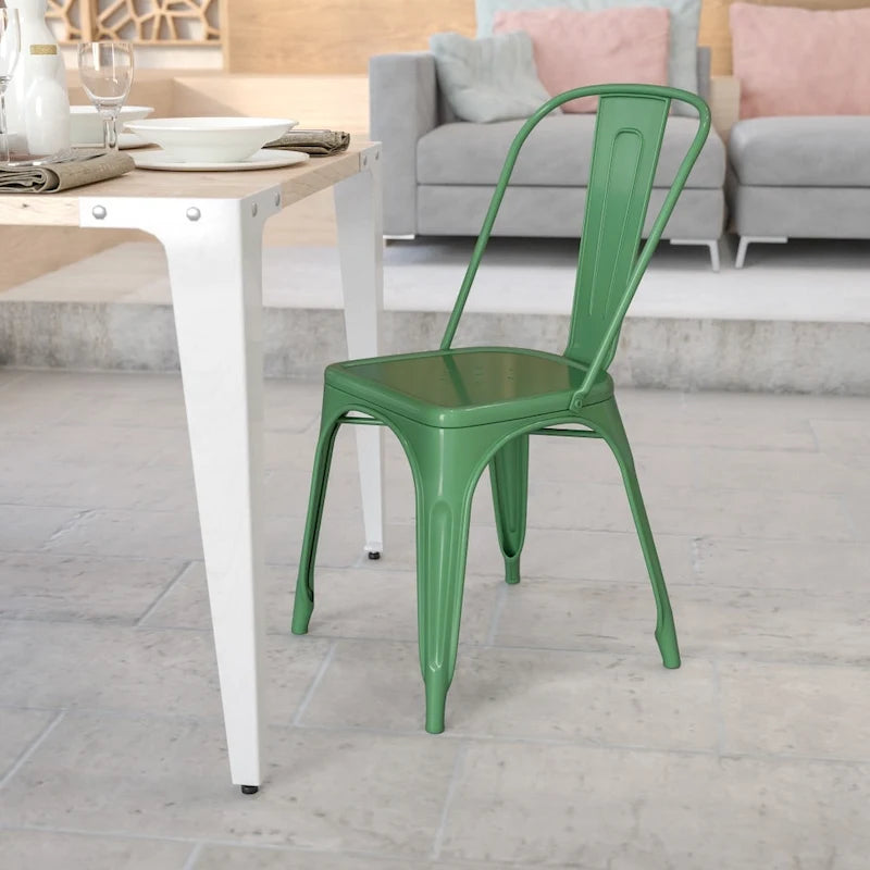 Chaise empilable en métal pour intérieur/extérieur