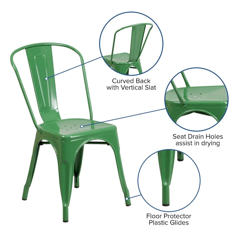 Chaise empilable en métal pour intérieur/extérieur