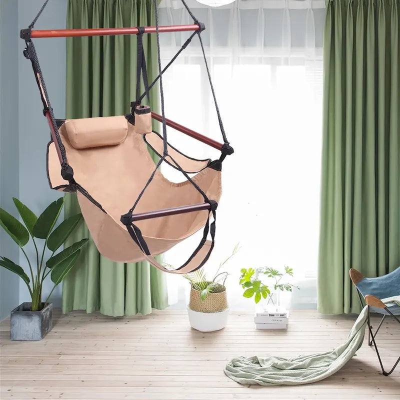 Fauteuils hamac suspendus Cacolet verts avec crochet en forme de S bien équipés
