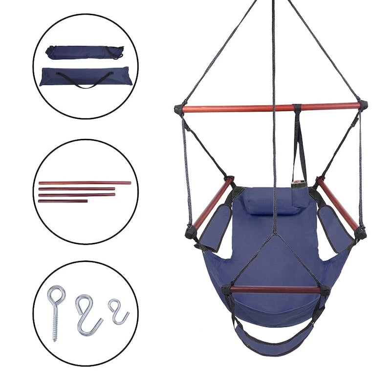 Fauteuils hamac suspendus Cacolet verts avec crochet en forme de S bien équipés