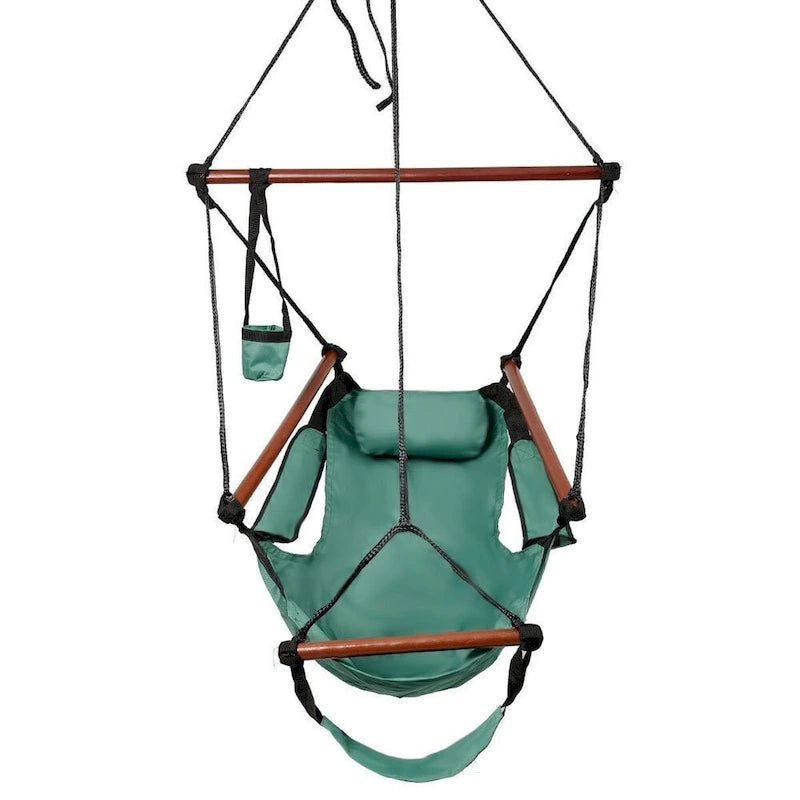Fauteuils hamac suspendus Cacolet verts avec crochet en forme de S bien équipés