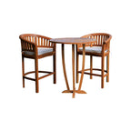 Table de bar ronde d'extérieur en bois de teck Chic Teak Miami, 35 pouces
