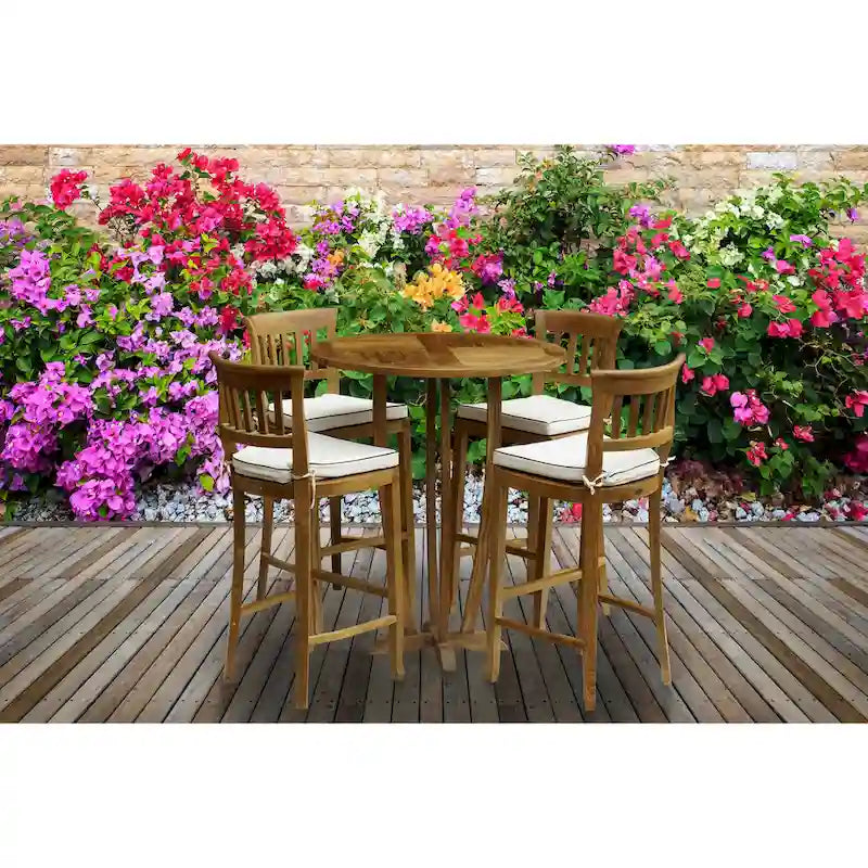 Table de bar ronde d'extérieur en bois de teck Chic Teak Miami, 35 pouces