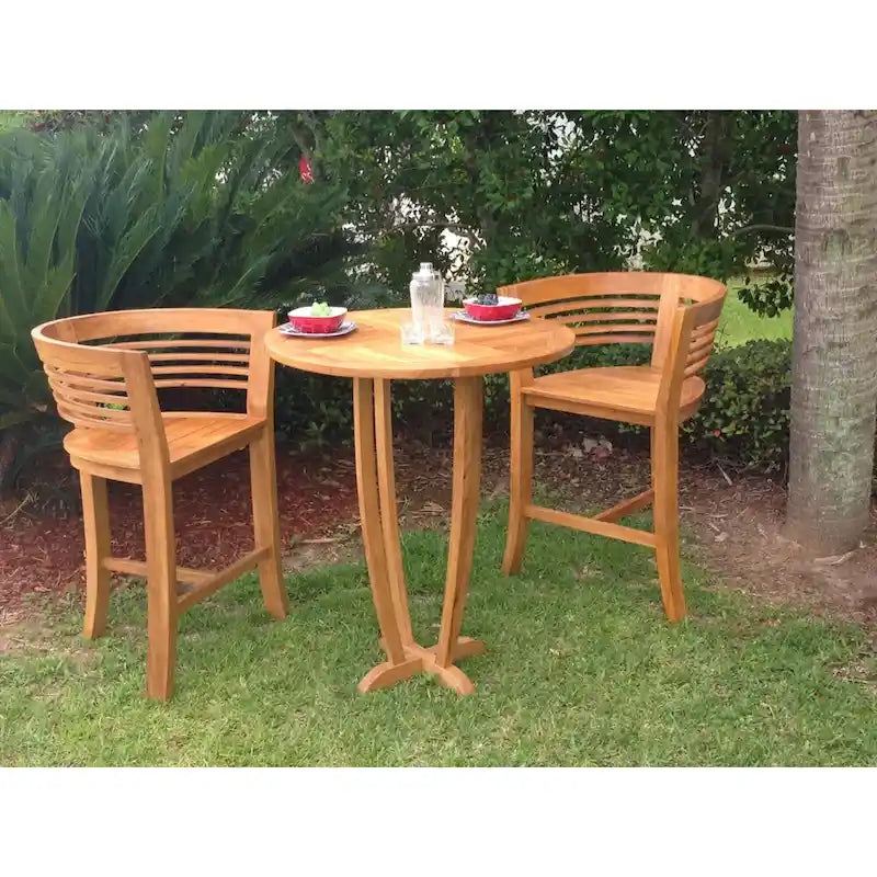 Table de bar ronde d'extérieur en bois de teck Chic Teak Miami, 35 pouces