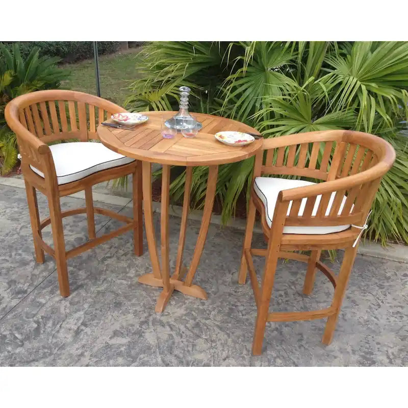 Table de bar ronde d'extérieur en bois de teck Chic Teak Miami, 35 pouces