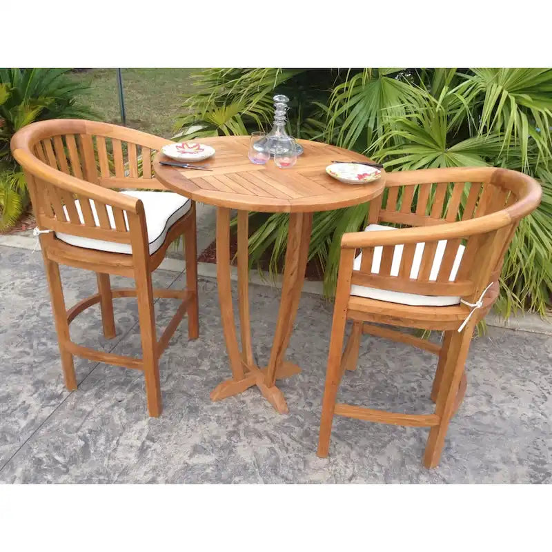 Table de bar ronde d'extérieur en bois de teck Chic Teak Miami, 35 pouces