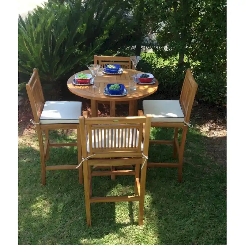 Table de bar ronde d'extérieur en bois de teck Chic Teak Miami, 35 pouces