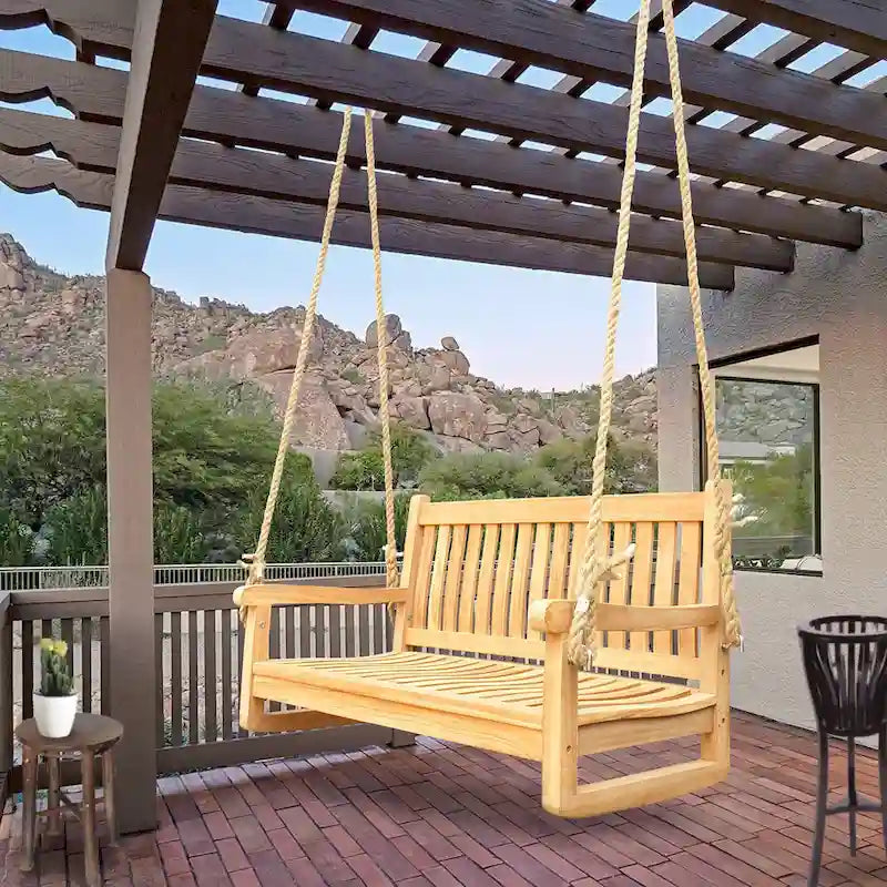 Seven Seas Teak San Juan Teak Wood 4-foot Outdoor Porch Swing