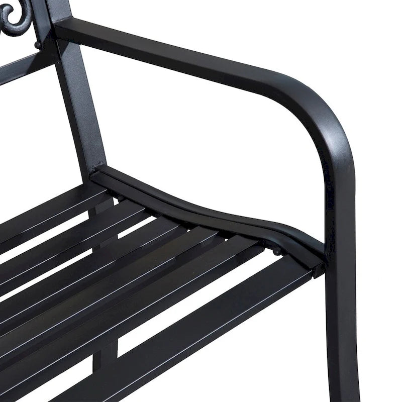 Banc de jardin décoratif Outsunny 50 à motif fleuri, avec un design élégant et trois places assises.