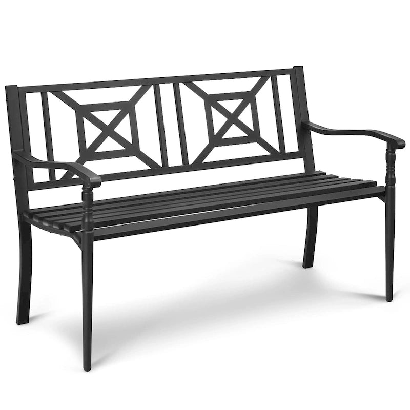 Banc de jardin élégant, canapé deux places, mobilier de jardin.