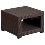 Table d'appoint en rotin synthétique marron chocolat - Table décorative d'extérieur - Table de patio - 56 cm (L) x 56 cm (P) x 39 cm (H)
