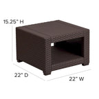 Table d'appoint en rotin synthétique marron chocolat - Table décorative d'extérieur - Table de patio - 56 cm (L) x 56 cm (P) x 39 cm (H)