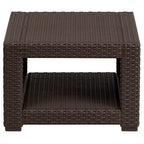 Table d'appoint en rotin synthétique marron chocolat - Table décorative d'extérieur - Table de patio - 56 cm (L) x 56 cm (P) x 39 cm (H)