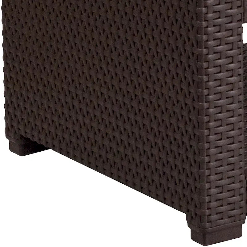 Table d'appoint en rotin synthétique marron chocolat - Table décorative d'extérieur - Table de patio - 56 cm (L) x 56 cm (P) x 39 cm (H)