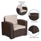 Fauteuil en imitation rotin avec coussin résistant aux intempéries