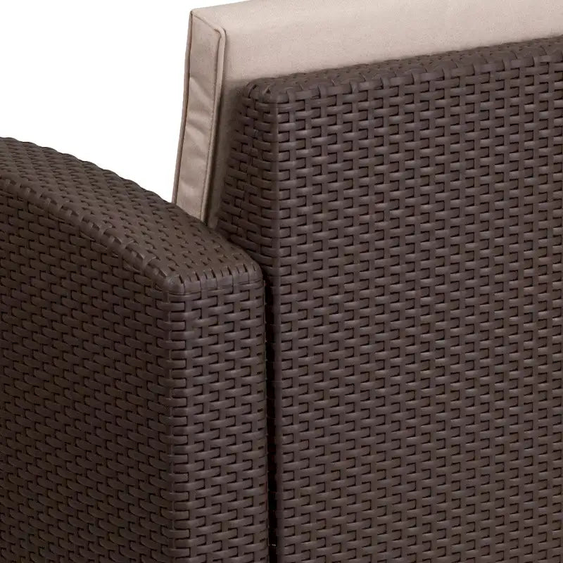 Fauteuil en imitation rotin avec coussin résistant aux intempéries