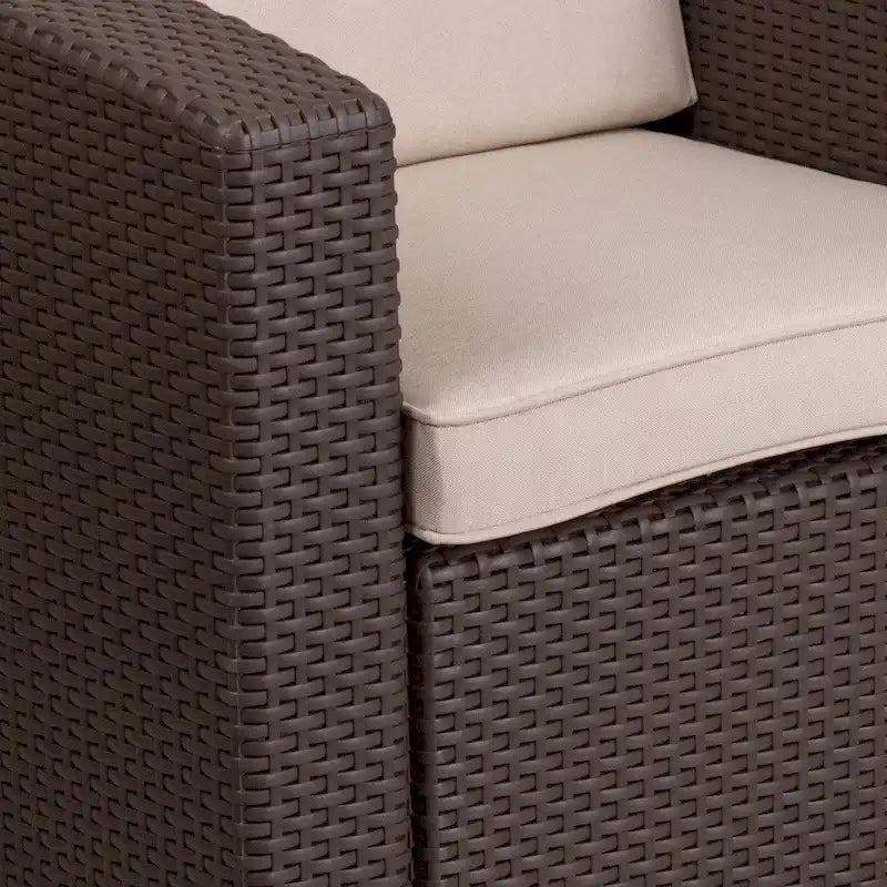 Fauteuil en imitation rotin avec coussin résistant aux intempéries