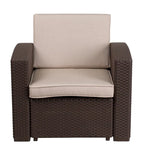 Fauteuil en imitation rotin avec coussin résistant aux intempéries