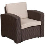 Fauteuil en imitation rotin avec coussin résistant aux intempéries