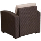 Fauteuil en imitation rotin avec coussin résistant aux intempéries
