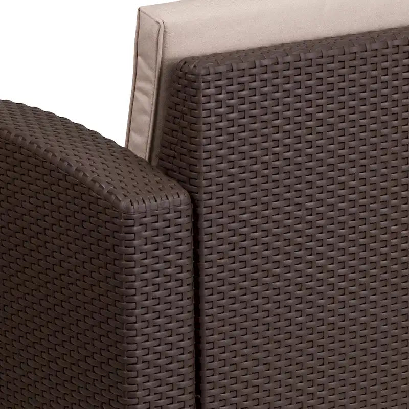 Fauteuil en imitation rotin avec coussin résistant aux intempéries