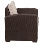Fauteuil en imitation rotin avec coussin résistant aux intempéries