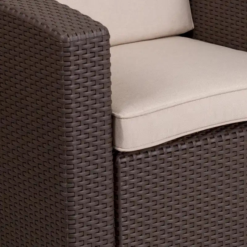Fauteuil en imitation rotin avec coussin résistant aux intempéries