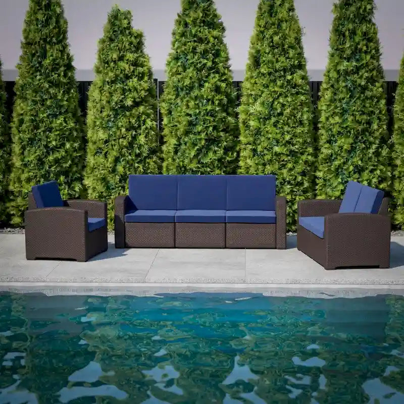 Fauteuil en imitation rotin avec coussin résistant aux intempéries