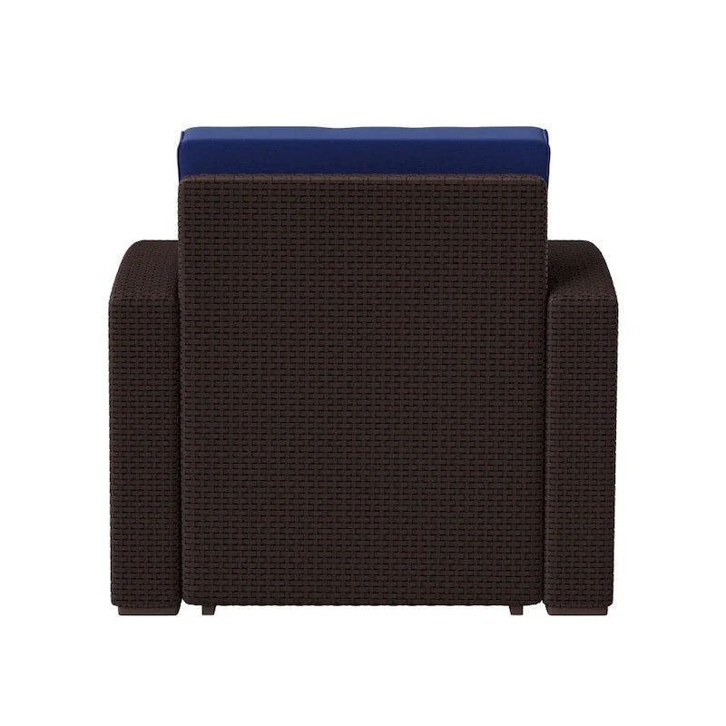 Fauteuil en imitation rotin avec coussin résistant aux intempéries