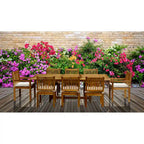 Chic Teak 9 Piece Rectangular Teak Wood Elzas Table/Chair Set With Cushions