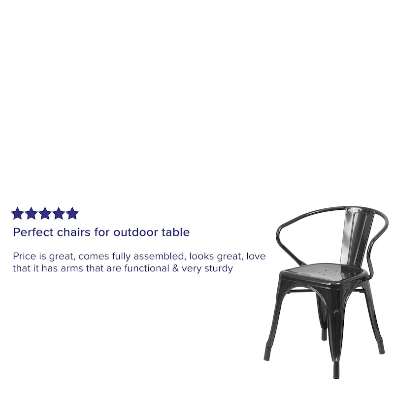 Chaise d'intérieur/extérieur en métal avec accoudoirs
