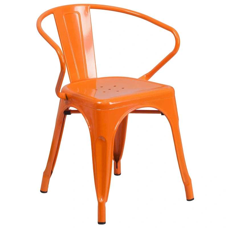 Chaise d'intérieur/extérieur en métal avec accoudoirs