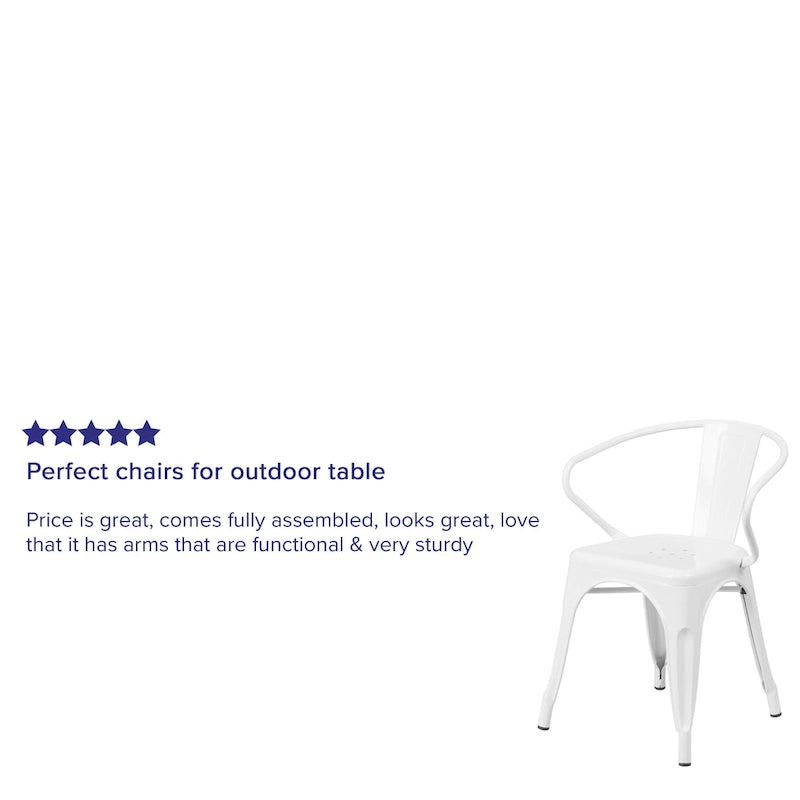 Chaise d'intérieur/extérieur en métal avec accoudoirs