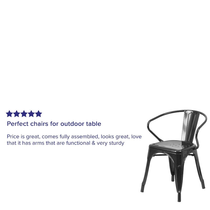 Chaise d'intérieur/extérieur en métal avec accoudoirs