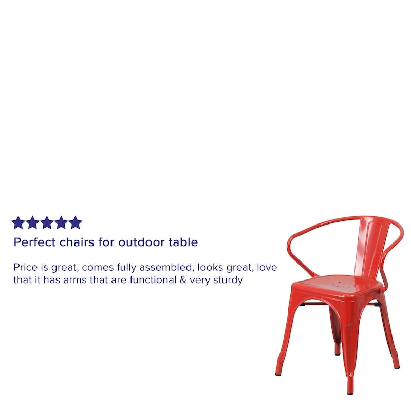 Chaise d'intérieur/extérieur en métal avec accoudoirs