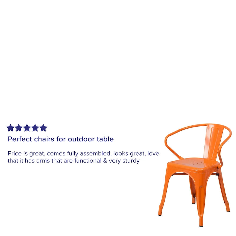Chaise d'intérieur/extérieur en métal avec accoudoirs