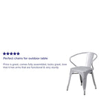 Chaise d'intérieur/extérieur en métal avec accoudoirs