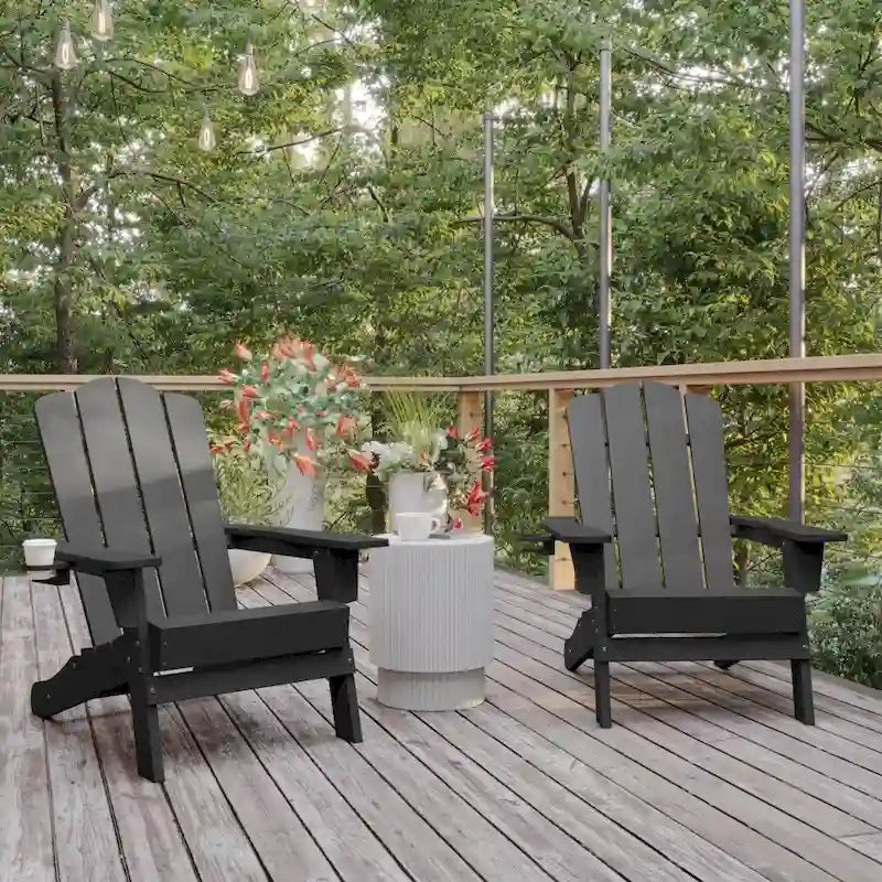 Ensemble de 2 chaises Adirondack commerciales tout temps avec porte-gobelets