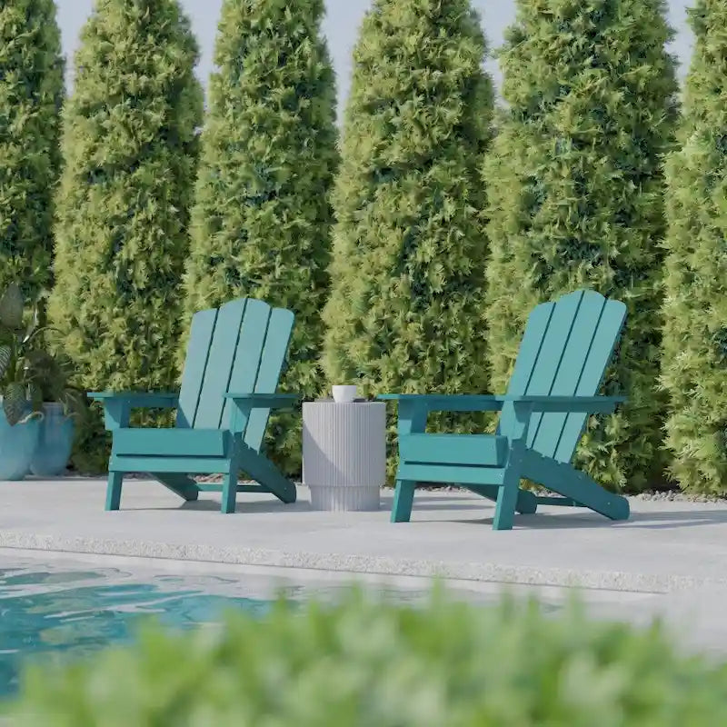Ensemble de 2 chaises Adirondack commerciales tout temps avec porte-gobelets