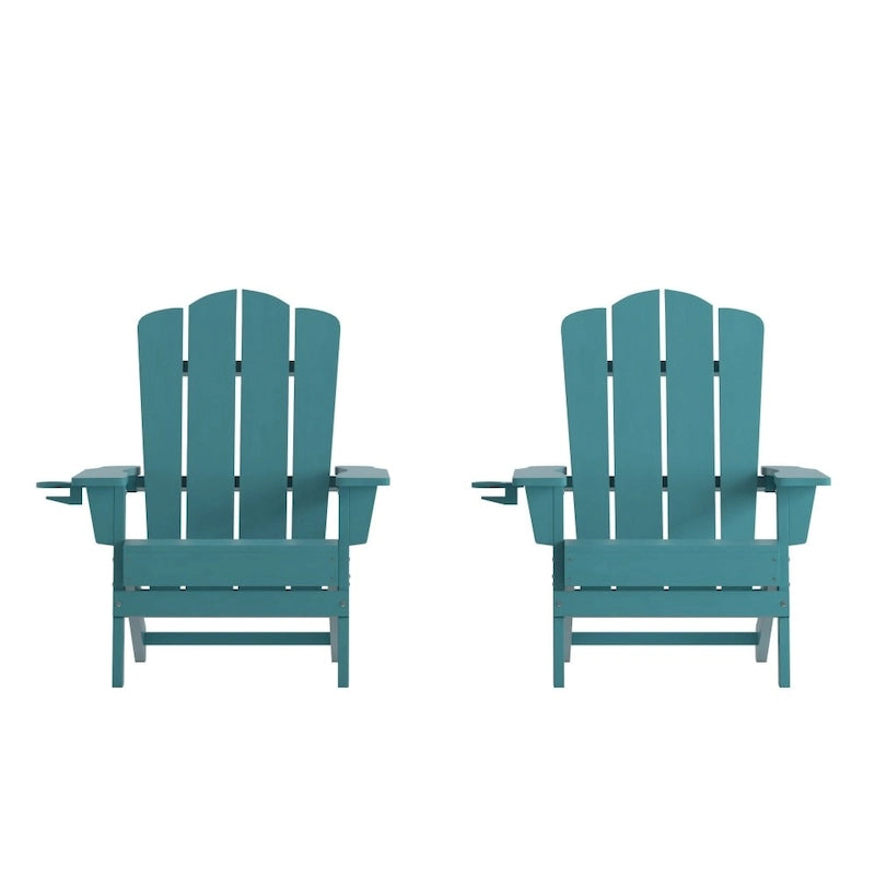 Ensemble de 2 chaises Adirondack commerciales tout temps avec porte-gobelets