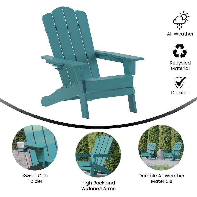 Ensemble de 2 chaises Adirondack commerciales tout temps avec porte-gobelets