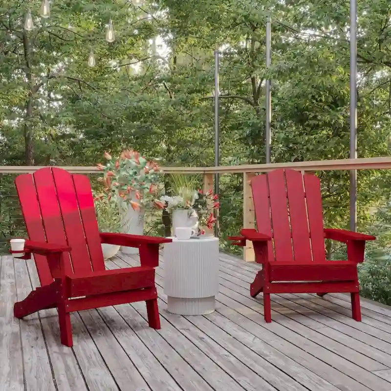 Ensemble de 2 chaises Adirondack commerciales tout temps avec porte-gobelets