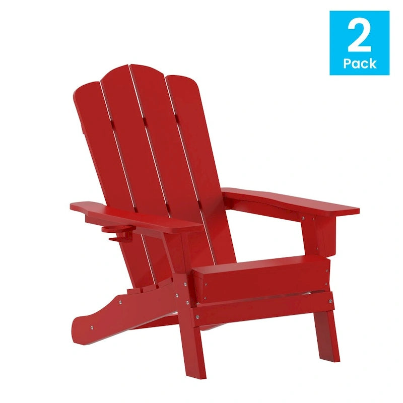 Ensemble de 2 chaises Adirondack commerciales tout temps avec porte-gobelets
