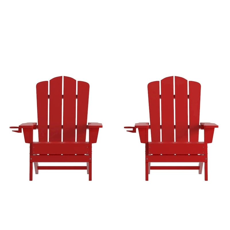 Ensemble de 2 chaises Adirondack commerciales tout temps avec porte-gobelets