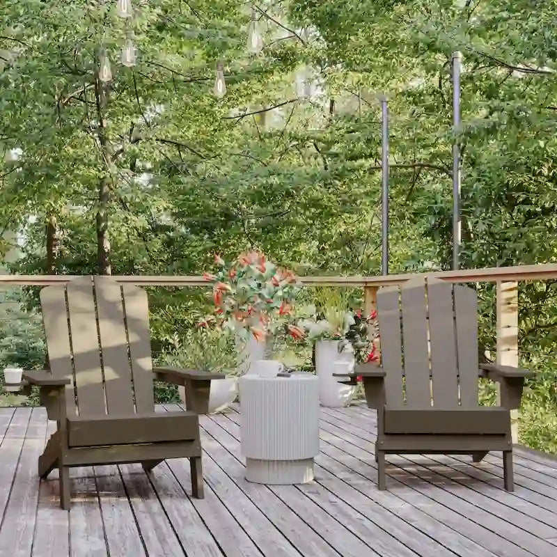 Ensemble de 2 chaises Adirondack commerciales tout temps avec porte-gobelets