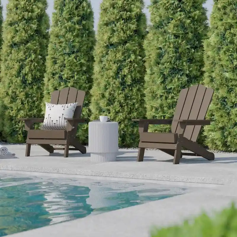 Ensemble de 2 chaises Adirondack commerciales tout temps avec porte-gobelets